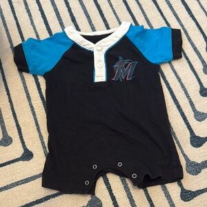 Miami Marlins Baby Onesie - Black and Blue